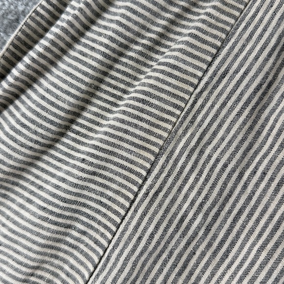 Lisa Bayne Pull On Striped Straight Leg Pants Womens S Gray Tan Mid Rise Linen - Picture 5 of 14